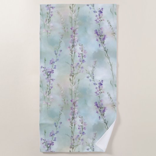 Hübsche violette Blumen Strandtuch (Vorderseite)