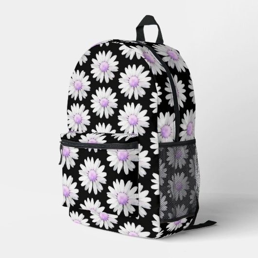 Hübsche violette getüpfelte Gänseblümchen Bedruckter Rucksack (Rückseitige Ecke Rechts)