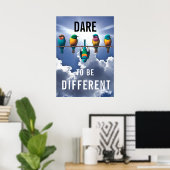Hübsche Vögel auf einem Wire Dare Poster (Heimbüro)