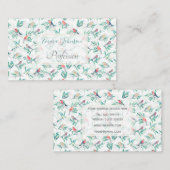 Hübsche Vögel Blätter Vintag Weißes Design Visitenkarte (Vorne/Hinten)