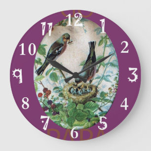 Hübsche Vögel gehen Papa Zeit einfache Grundbedürf Große Wanduhr