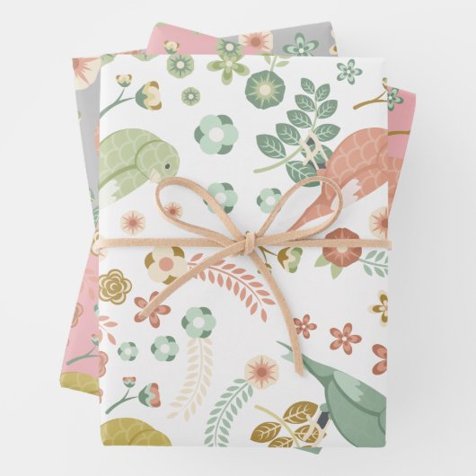 Hübsche Vögel und Blume Geschenkpapier Set (Beispiel)