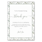 Hübsche Vögel und Hochzeit danken Ihnen Tafelkarte Tischnummer (Vorderseite)