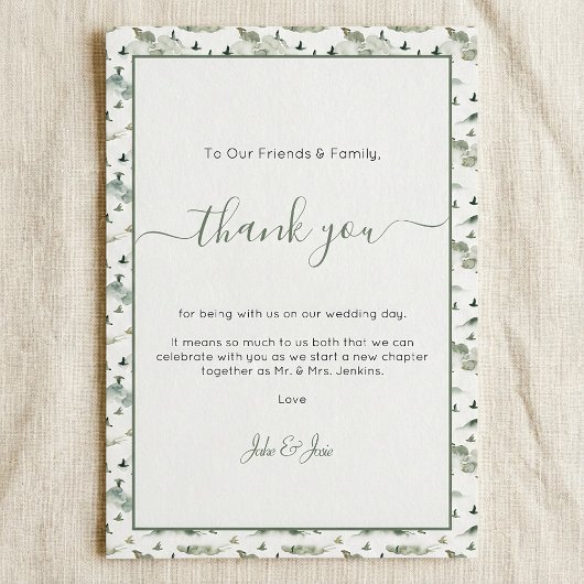 Hübsche Vögel und Hochzeit danken Ihnen Tafelkarte Tischnummer