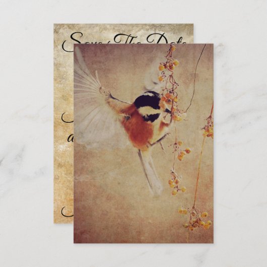 Hübsche Vogelhochzeit speichert das Datum (Vorne/Hinten)