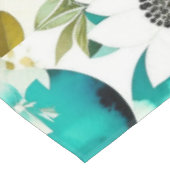 Hübsche Volkskunst Weiße und türkisfarbene Blume Tischdecke (Schrägansicht)