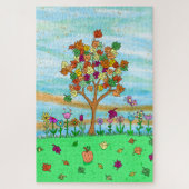 Hübsche Volkskunst Whimsikaler Herbst Herbstlaube Puzzle (Vertikal)