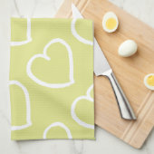Hübsche, von Hand gezeichnete Herzen auf Grün Handtuch (Viertel Falte)