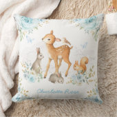 Hübsche Waldwaldtier-blaues BlumenKinderzimmer Kissen (Decke)