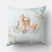 Hübsche Waldwaldtier-blaues BlumenKinderzimmer Kissen (Rückseite)