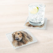 HÜBSCHE WASSERFARBE AFGHAN HUNDE FACE GLASUNTERSETZER (Schrägansicht)