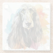 HÜBSCHE WASSERFARBE AFGHAN HUNDE FACE GLASUNTERSETZER (Rückseite)