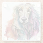 HÜBSCHE WASSERFARBE AFGHAN HUNDE FACE GLASUNTERSETZER (Rückseite)