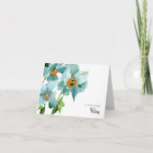 Hübsche Wasserfarbe Aquamarine Poppies Personalisi Dankeskarte (Vorderseite)