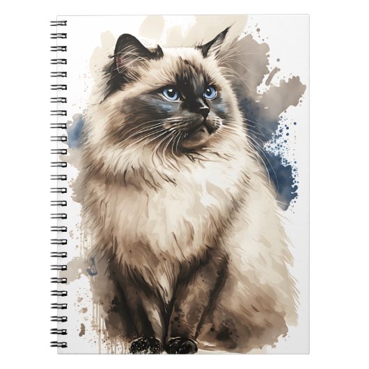 HÜBSCHE WASSERFARBE BIRMAN CAT NOTIZBLOCK (Vorderseite)