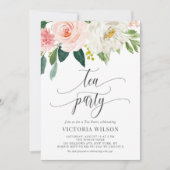 Hübsche Wasserfarbe Blume Grau Tea Party Einladung (Vorderseite)