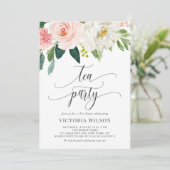 Hübsche Wasserfarbe Blume Grau Tea Party Einladung (Stehend Vorderseite)