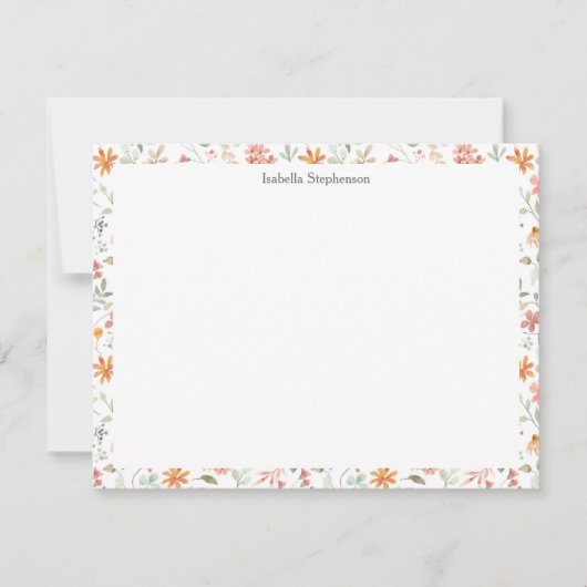 Hübsche Wasserfarbe Blumenpastete Personalisiert Mitteilungskarte (Vorderseite)