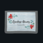 Hübsche Wasserfarbe Blumenstrauß Personalisiert Tri-fold Geldbeutel<br><div class="desc">"Goodbye Money" stilvolle hübsche Blume in Aquarellfarbe und gestreiftes Portemonnaie.</div>