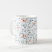 Hübsche Wasserfarbe Floral Holly Berries Blue Xmas Kaffeetasse (Vorderseite Links)