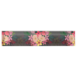 Hübsche Wasserfarbe Floral Schwarz-weiß Ombre De Namensplakette