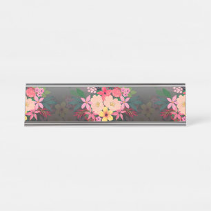 Hübsche Wasserfarbe Floral Schwarz-weiß Ombre De Schreibtischnamensplakette