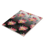 Hübsche Wasserfarbe Floral Schwarz-weiß Ombre Desi Fliese (Seite)