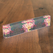 Hübsche Wasserfarbe Floral Schwarz-weiß Ombre Desi Namensplakette (Seite)