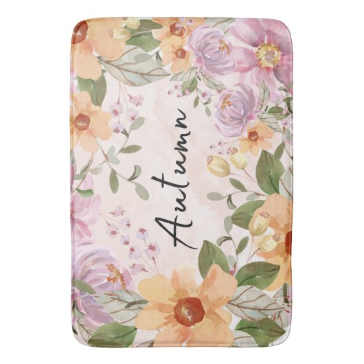 Hübsche Wasserfarbe Herbst Schöne Blüte Badematte (Vorderseite Vertikal)