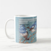Hübsche Wasserfarbe Kleine blaue Vögel Personalisi Kaffeetasse (Links)