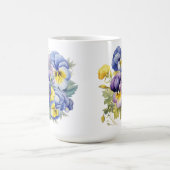 HÜBSCHE WASSERFARBE LILA BLUE YELLOSE STIEFMÜTTERC KAFFEETASSE (Mittel)
