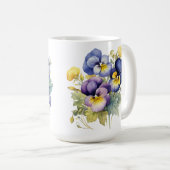 HÜBSCHE WASSERFARBE LILA BLUE YELLOSE STIEFMÜTTERC KAFFEETASSE (VorderseiteRechts)