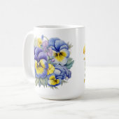 HÜBSCHE WASSERFARBE LILA BLUE YELLOSE STIEFMÜTTERC KAFFEETASSE (Vorderseite Links)