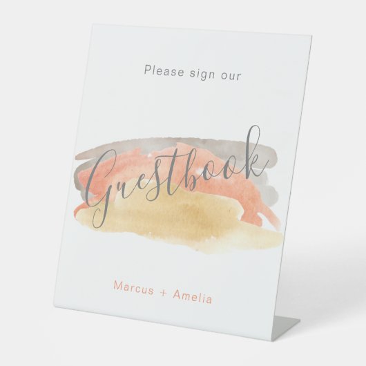 Hübsche Wasserfarbe Minimalistisch Hochzeitsbuch Sockelschild (Vorderseite)
