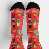 Hübsche Wasserfarbe Nokcracker Traditionelles Rot Socken (Oben)