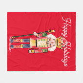 Hübsche Wasserfarbe Nutcracker Frohes Urlaub Rot Fleecedecke (Vorderseite (Horizontal))