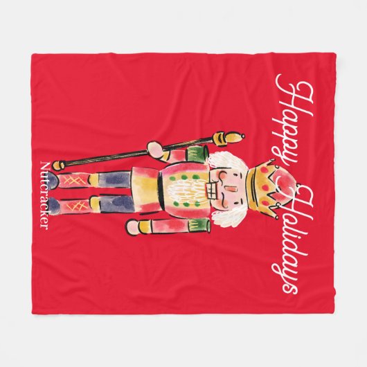 Hübsche Wasserfarbe Nutcracker Frohes Urlaub Rot Fleecedecke (Vorderseite (Horizontal))