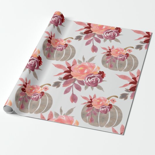 Hübsche Wasserfarbe Pumpkin Baby Dusche Geschenkpapier (Ungerollt)