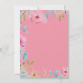 Hübsche Wasserfarbe Rosa Blütenmädchen Kinderdusch Einladung (Rückseite)