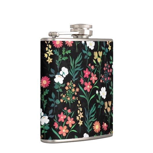 Hübsche Wasserfarbe Schwarz Botanisch Flachmann (Rechts)