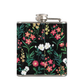 Hübsche Wasserfarbe Schwarz Botanisch Flachmann (Rückseite)