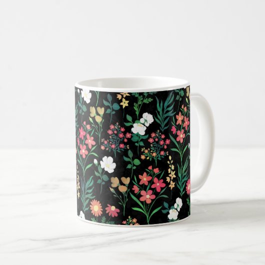 Hübsche Wasserfarbe Schwarz Botanisch Kaffeetasse (VorderseiteRechts)