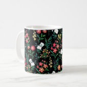 Hübsche Wasserfarbe Schwarz Botanisch Kaffeetasse (Vorderseite Links)