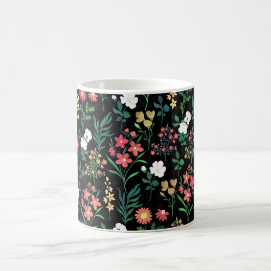 Hübsche Wasserfarbe Schwarz Botanisch Kaffeetasse (Mittel)