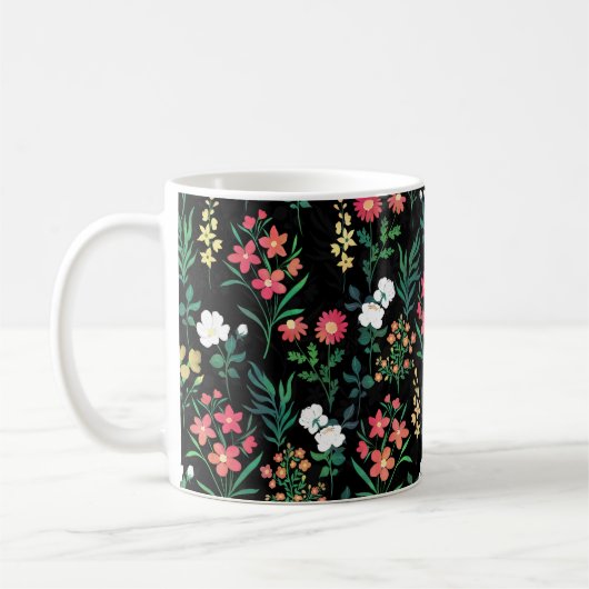 Hübsche Wasserfarbe Schwarz Botanisch Kaffeetasse (Links)
