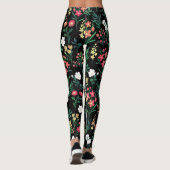 Hübsche Wasserfarbe Schwarz Botanisch Leggings (Rückseite)