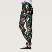 Hübsche Wasserfarbe Schwarz Botanisch Leggings (Links)
