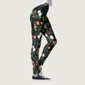 Hübsche Wasserfarbe Schwarz Botanisch Leggings (Rechts)