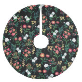 Hübsche Wasserfarbe Schwarz Botanisch Polyester Weihnachtsbaumdecke (Vorderseite)