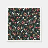 Hübsche Wasserfarbe Schwarz Botanisch Serviette (Vorderseite)